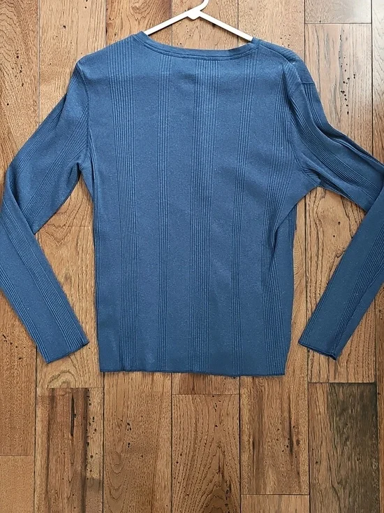 St. John's Bay Navy Ribbed Henley Shirt - Picture 4 of 4